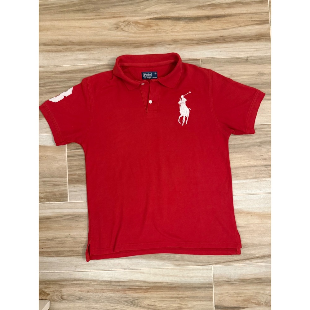 Polo Ralph Lauren Big Pony Red Short Sleeve Polo Shirt Mens Medium 3 Patch